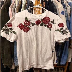Zara Embroidered Roses T-Shirt